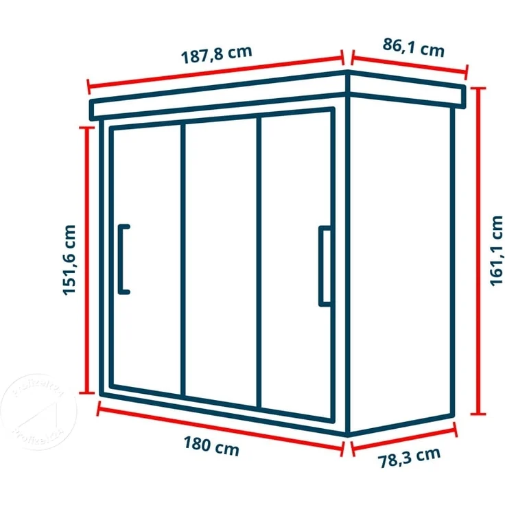 GFP Primeyard Geräteschrank Metall 180x78x161 cm Gartenschrank Schiebetür anthrazit inkl. Fußboden – Bild 9