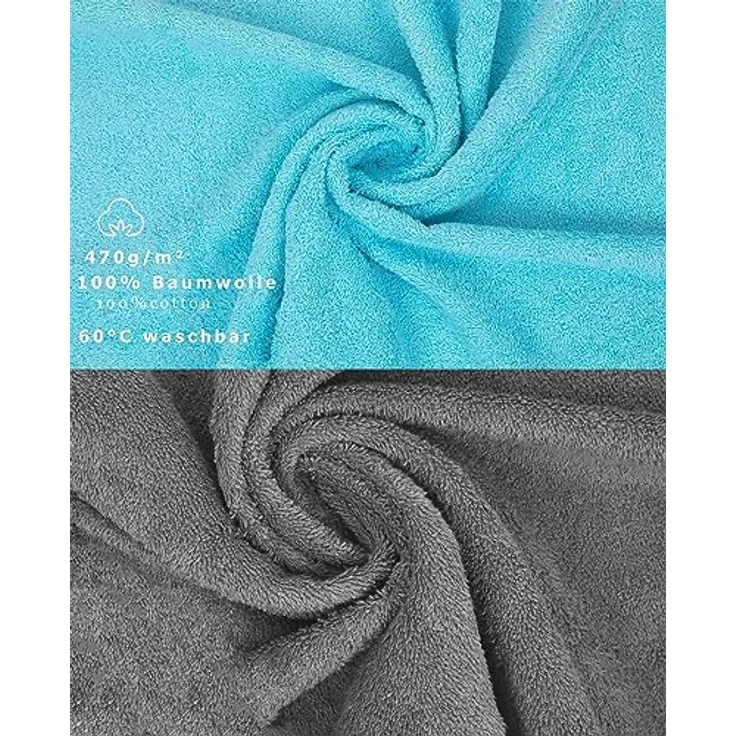 Betz Gästehandtücher 10 Stück Gästehandtücher Premium 100% Baumwolle Gästetuch-Set 30x50 cm Farbe türkis und anthrazit, 100% Baumwolle (10-St) – Bild 4