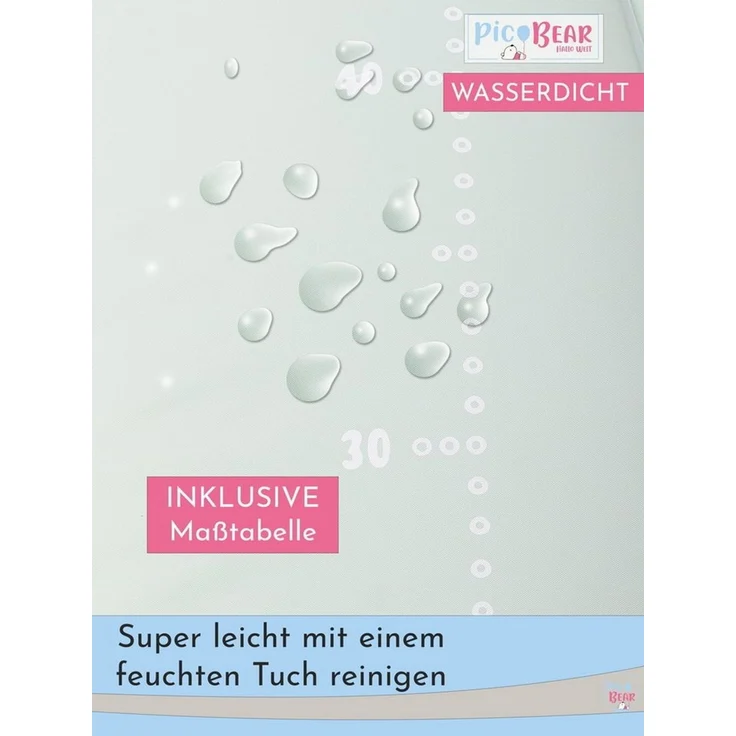 pic Bear Wickelauflage - hochwertige OEKO-TEX Wickeltischauflage - pflegeleichte Wickelunterlage - Auflage Wickelkommode - 85x72 cm - Mint – Bild 4