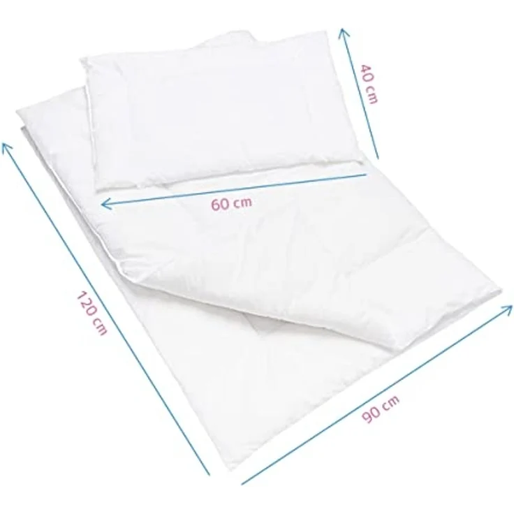 Anti Allergie Bettbezug und Kissen Set 120x90 cm für Kinderbett Weiß – Bild 3