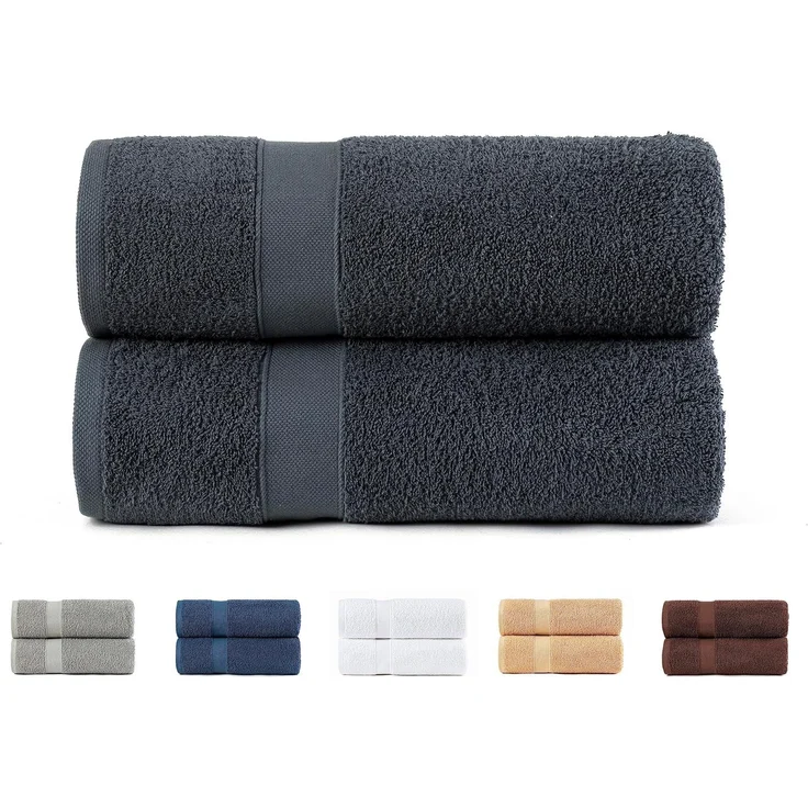 Todocama 2 Duschtücher, 100% Baumwolle, 550 g/m², extra weich, sehr saugfähig und schnell trocknend, Maße 70x140 cm, Dunkelgrau