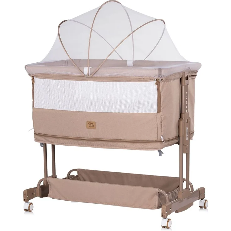 Chipolino Beistellbett Zen 2 in 1 Babybett Schaukelfunktion 7 Höhen Moskitonetz beige – Bild 1