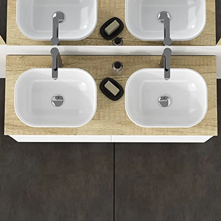 Baikal Badezimmermöbel-Set Duo, inkl. Waschbecken, Wandmontage, mit Keramikwaschbecken, Verschiedene Ausführungen und Maße, montiert. – Bild 6