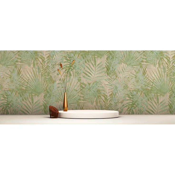 A.S. Création Vliestapete Natural Living Dschungelblätter, leicht strukturiert, gemustert, matt, neutral, (1 St), Dschungel Tapete Vlies Vlies Wand Tapeten Wohnzimmer Schlafzimmer Flur