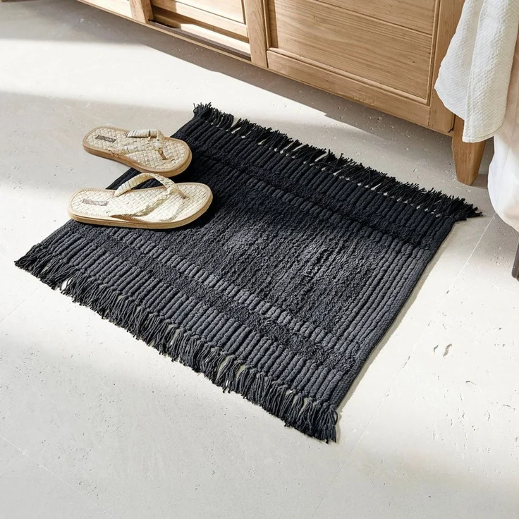 Mirabeau Badematte Badematte Nexilo schwarz, Höhe 400 mm, 100% Baumwolle, stilvolles Interieur, Weiche Baumwolle, Handgewebt – Bild 2