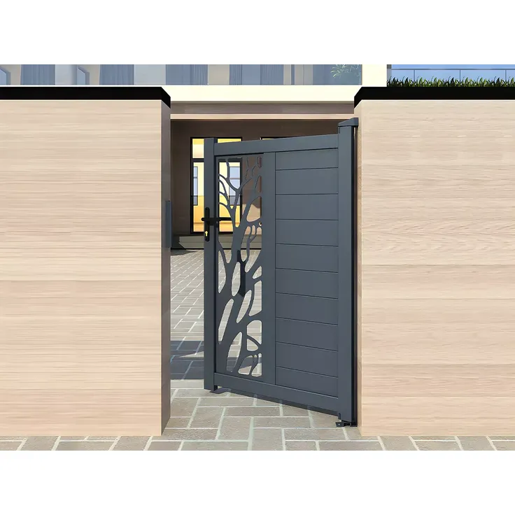 Vente-unique - LABRIT II Pedestrian gate Metall Grau - B 4,5 cm x H 178,5 cm x L 100 cm