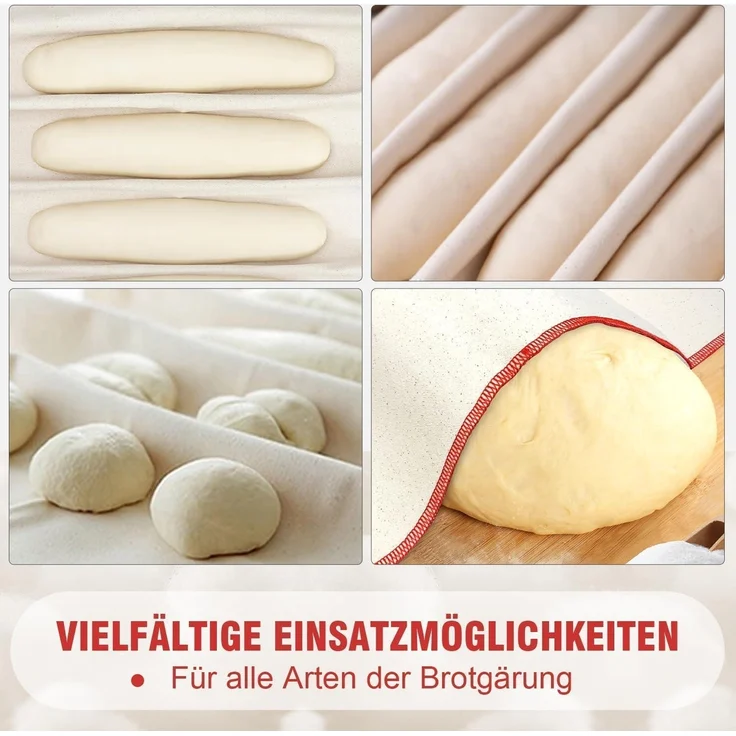 Walfos Profi Gärtuch Brot Backen Leinentuch Teig Gärung Baguette 75x45 cm 2er – Bild 4