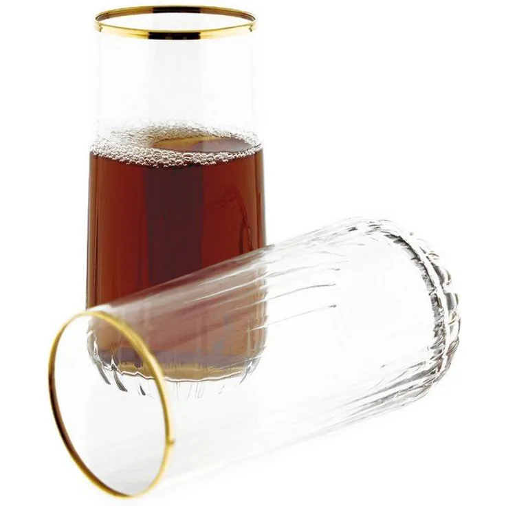 Pasabahce 420695 Nova Trinkglas Set 4-teilig mit elegantem Goldrand - 360 ml Cocktailgläser Saftglas