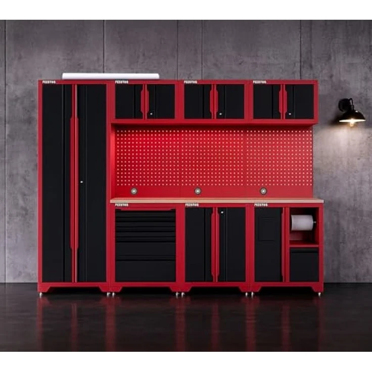 Feistos Werkstatteinrichtung "Juno 23", schwarz/rot, 264 x 46 x 198 cm (B x T x H),1 Hochschrank – Bild 2