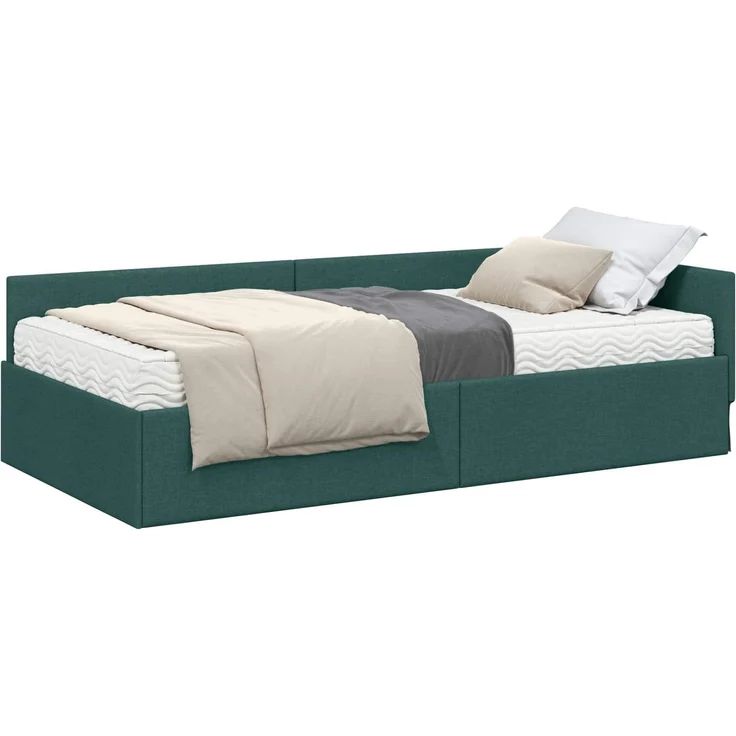 vidaXL Eckbettgestell mit Matratze 2 stk. Dunkelgrün 80 x 200 cm Stoff 3393585 – Bild 2