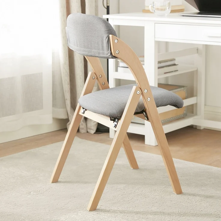 SoBuy FST92-N Klappstuhl, Stoff, Lackiert, Hellgrau, 41,5 x 77 x 52 cm – Bild 7