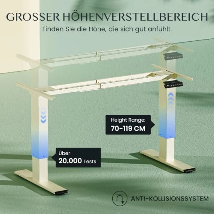 FLEXISPOT Höhenverstellbarer Schreibtisch Gestell E1 PRO mit Doppelmotor | Elektrische Tischbeine höhenverstellbar mit Kabelmanagement & 2 Haken,LED-Höhenanzeige&4 Speicherplätzen fürs Büro&Homeoffice – Bild 8