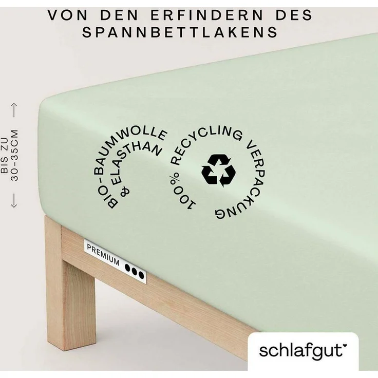 Schlafgut Spannbettlaken Premium, Gummizug: rundum, (1 Stück), Mako-Zwirn-Jersey, Green Light, L 140x200cm - 160x220cm – Bild 1