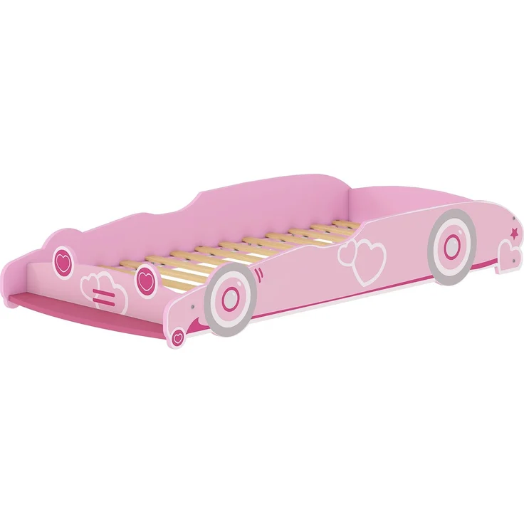 JARDJ Autoförmiges Kinderbett für 3- bis 5-Jährige mit erhöhten Sicherheitsseiten, 140 x 70 cm, Rosa – Bild 1