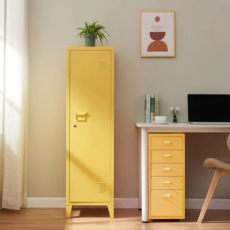 Einzelspind Kurikka 137x38x38 cm Gelb [en. casa] – Bild 2