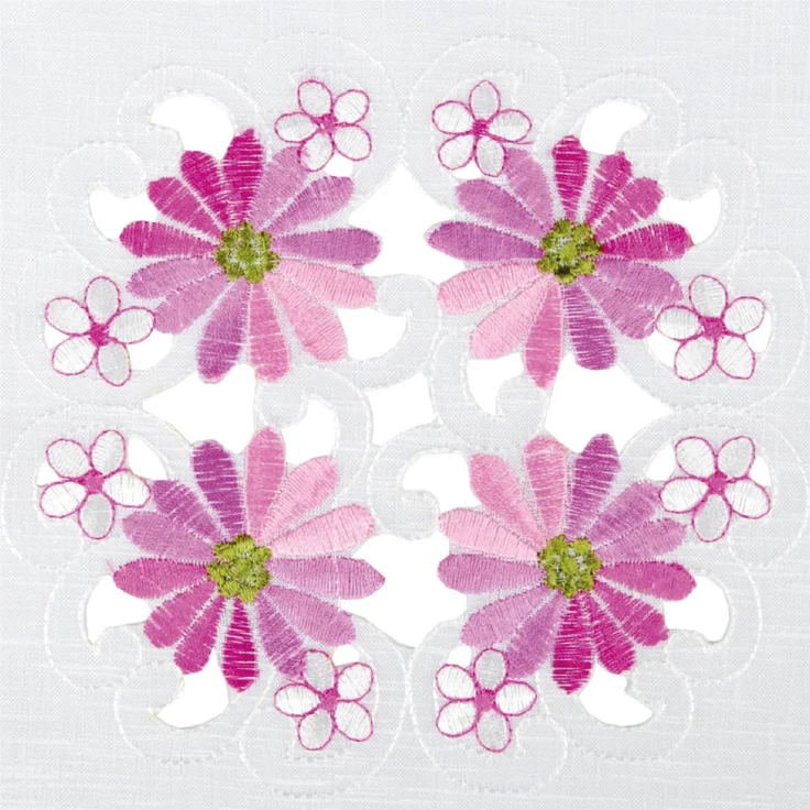 ARSVITA Tischdecke mit Stickerei, mit Blumen oder Schmetterlingen bestickte 30x30cm Decke für den Tisch, in vielen verschiedenen Designs verfügbar Rosa - Pink Eckig – Bild 2
