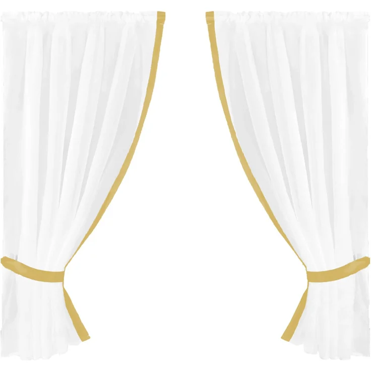 Gardinenset mit Stangendurchzug, Serie: Satin ca. 140x120 cm Auswahl: gelb - goldgelb – Bild 1
