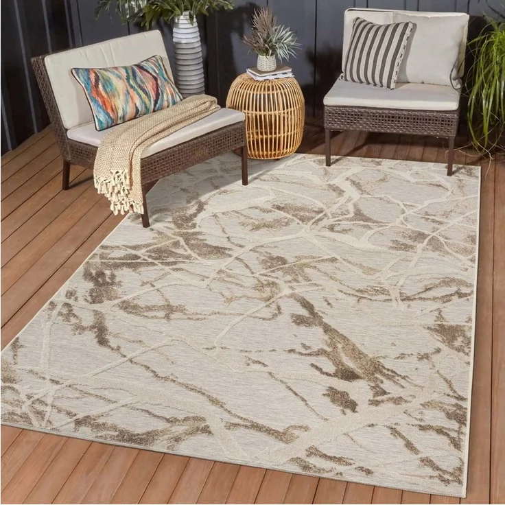 TaraCarpet Teppich TaraCarpet In und Outdoor Teppich Fantasy Marmor, rechteckig, Höhe: 5 mm, Mamor grau Wohnzimmer Balkon Terasse Esszimmer 160X230 – Bild 2