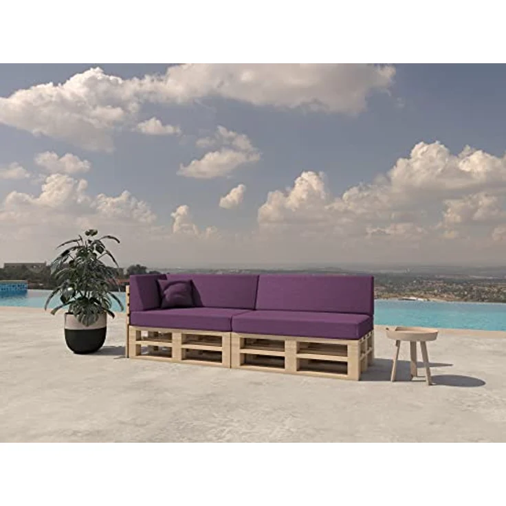 chilly pilley Palettenkissen Gartenkissen Palettenauflage Palettenpolster Indoor Outdoor Waschbar Abnehmbar Sitzkissen Rückenkissen (6er Set, Violett) – Bild 3