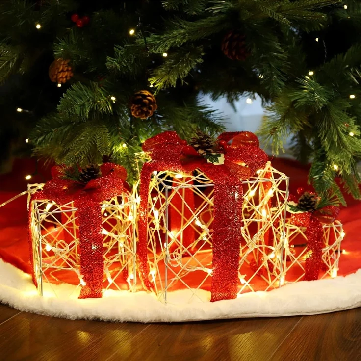 Salcar LED-Lichterkette 3er Set LED Geschenkbox Weihnachten Dekoration Lichter Weihnachtenbox, 48 LED Beleuchtete 8 Modes Weihnachts Beleuchtung Weihnachtsdeko – Bild 1