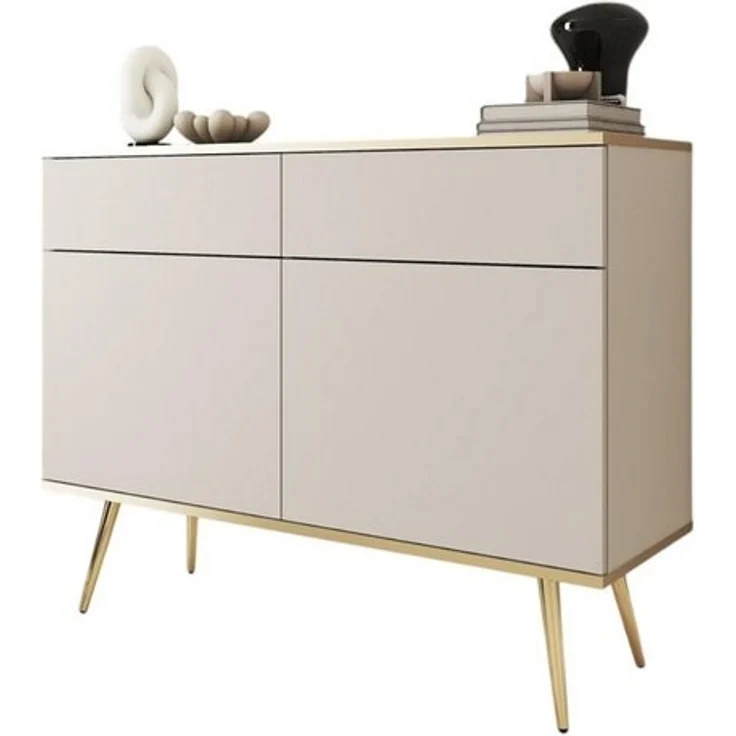 Compleo Kommode Schmal, Design Kommode mit 2 Schubladen, Glamour Stil POLO – Bild 4