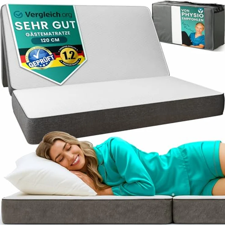 Klappmatratze Gästematratze Klappbar Mittel Hart H3 - Test SEHR GUT, DYNMC you, (Gästebett klappbar - Faltmatratze, Bodenmatratze) – Bild 2