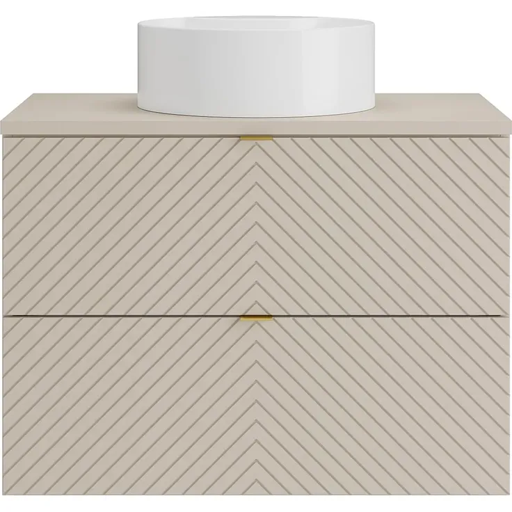 Vente-unique - DORIONI Waschbeckenmöbel Holz, Platte Beige - B 46,5 cm x H 61,6 cm x L 80 cm – Bild 2