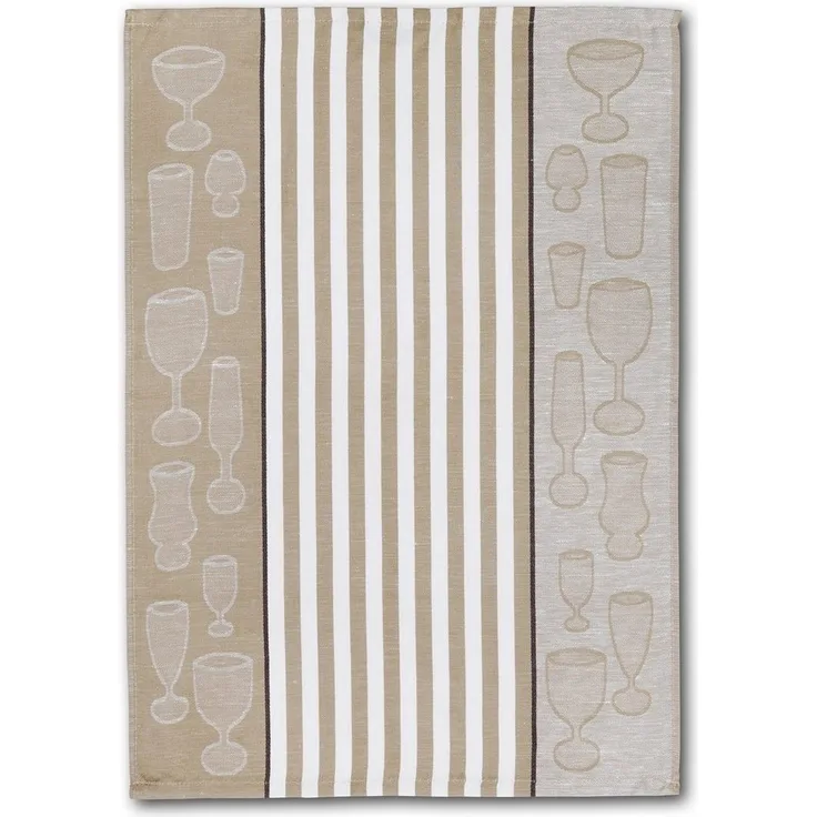 Dyckhoff Geschirrtuch Gläser / Halbleinen, (Set, 10-tlg), mit Gläser & Streifen Motiv, Maße je Tuch ca. 50x70 cm