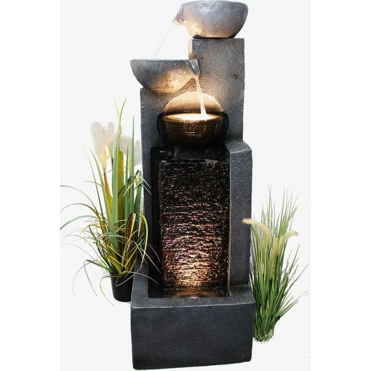 Arnusa Gartenbrunnen Großer Springbrunnen mit Beleuchtung Kaskade Wasserfall Krüge, 109cm Höhe – Bild 1