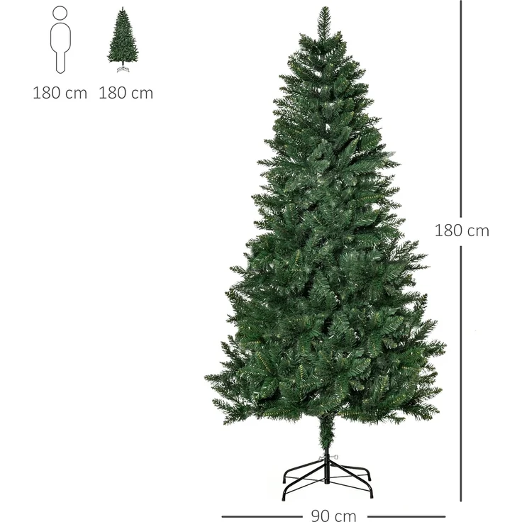 HOMCOM Künstlicher Weihnachtsbaum 180 cm, 724 Zweige, Kieferbaum, realistisches Aussehen, Grün – Bild 7