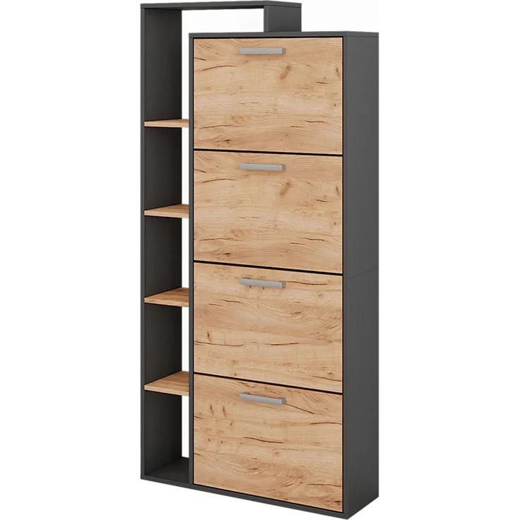 Schuhkipper Orlando Goldkraft Eiche/Anthrazit 80 x 166.1 cm mit 4 Fächern Vicco – Bild 1