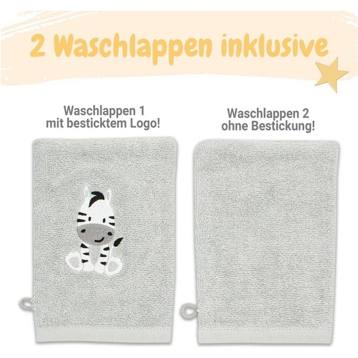 Babykajo Kapuzenhandtuch, Frottee (1-St), Kuschliges Baby Handtuch mit Waschlappen – Bild 3