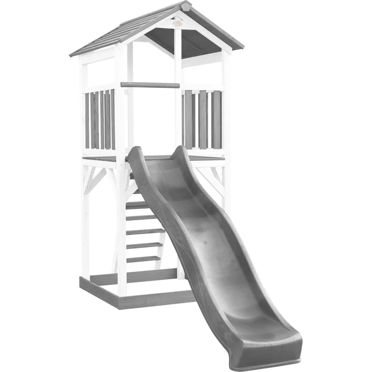 AXI Beach Tower Spielturm aus Holz in Weiß & Grau Spielhaus für Kinder mit grauer Rutsche und Sandkasten | Weiß, grau, grau | Holz | 349 cm – Bild 3