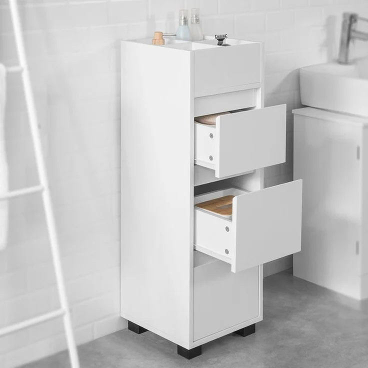 SoBuy BZR29-W Badunterschrank, MDF, Lackiert, Weiß, 33 x 90 x 30 cm – Bild 6