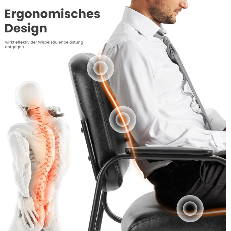 Sweetcrispy Büro Gast Stuhl, Leder stationären Wartezimmer Stühle ohne Räder, mit gepolsterten Armlehnen für ältere Menschen, Schreibtisch Konferenzraum Lobby Tisch Seite Salon – Bild 4