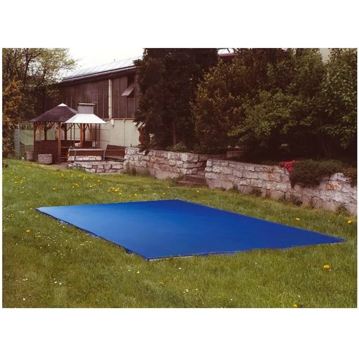 Sport-Thieme Trampolin-Abdeckung für Bodentrampolin Kids Tramp, wetterfest mit Erdankern und Wasserablauf-Öse, blau, 250x250 cm