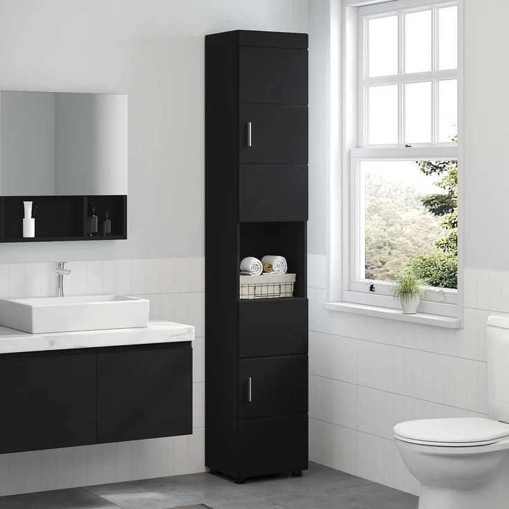 vidaXL Badezimmerschrank-Set TULUM Schwarz 37 x 31,5 x 203 cm 880352 – Bild 4