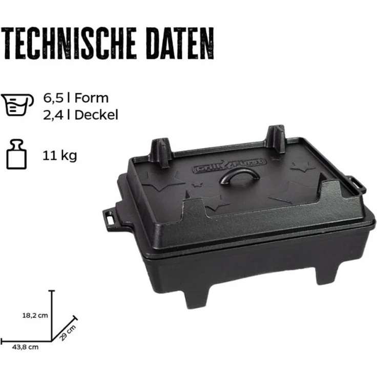Grillfürst Dutch Oven Kastenform BK6 aus Gusseisen – Bild 2