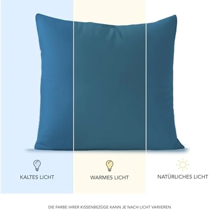 Dreamzie Kissenbezug 30x30 (Set mit 2) - 100% Jersey Baumwolle 150 g/qm Kissenbezüge -Blau - Für Kissen 30x30 cm - Kissenhülle - Kissenbezug - Resistent und Hypoallergen – Bild 6