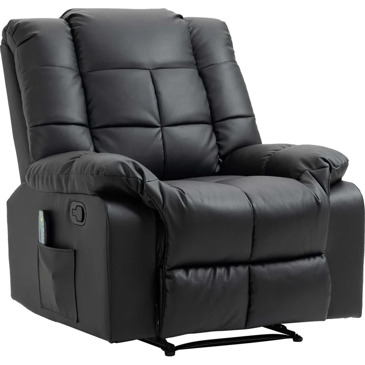 MELAYR, Massagesessel, Relaxsessel, 8 Vibrationspunkte, Liegefunktion, Kunstleder, schwarz, 94x99x99cm – Bild 2