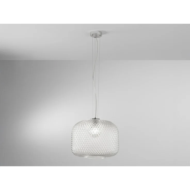 LED Pendelleuchte einflammig Kristall Glasschirm Klarglas, Ø 40cm – Bild 3