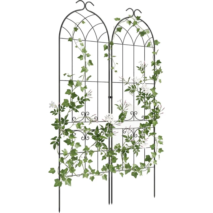 MELAYR, Set mit 2 Gartenrankgittern, Metallstütze für Kletterpflanzen, 50 cm lang x 181 cm hoch, Schwarz – Bild 1