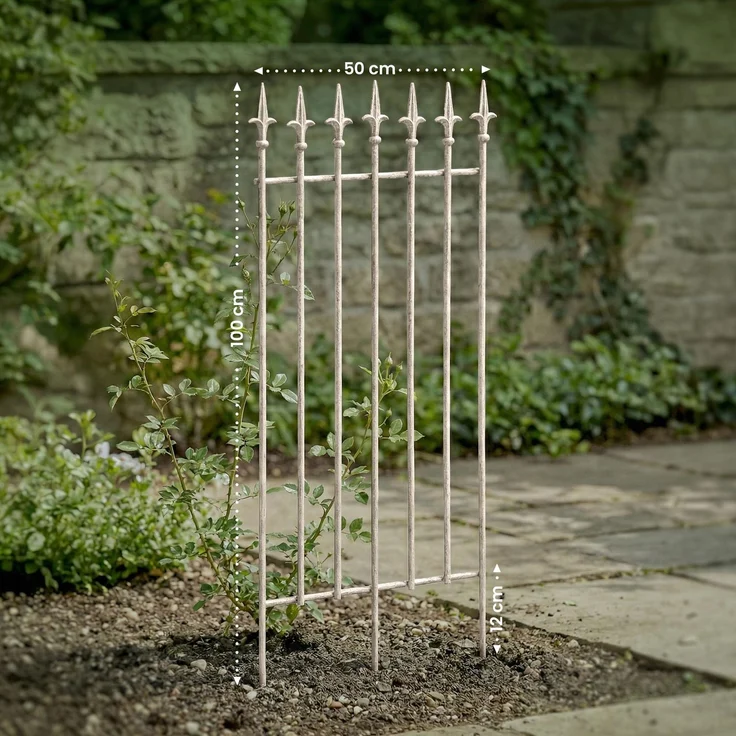 Rankgitter FREYA 2er Set - 50x0,7x100cm, Metall, Antik-Creme | Rankhilfe Kletterpflanzen Gartendekoration – Bild 2