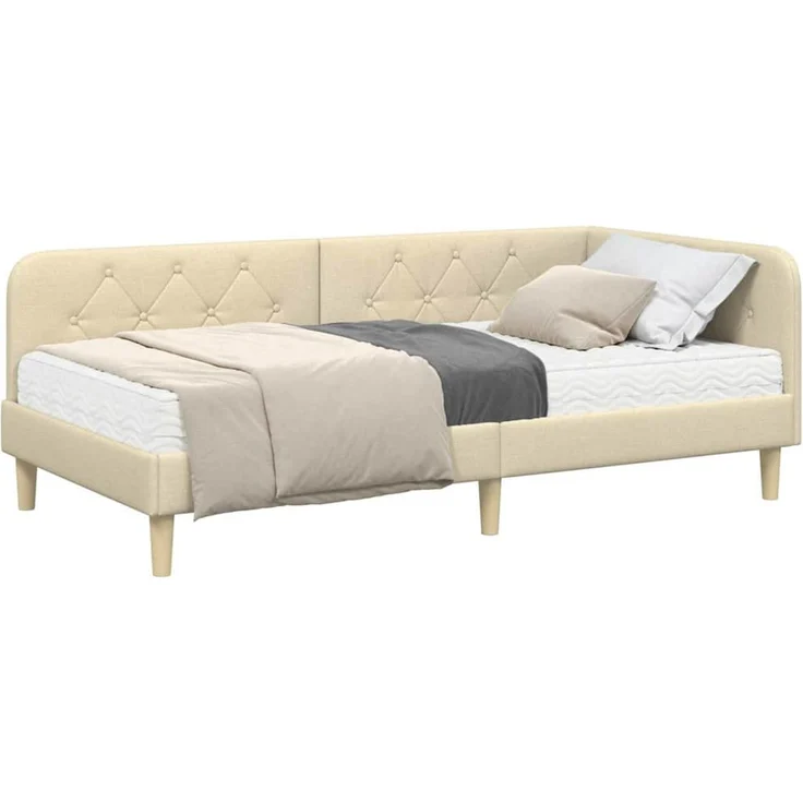 vidaXL Eckbettgestell Creme 90 x 190 cm Stoff 3394115 – Bild 2