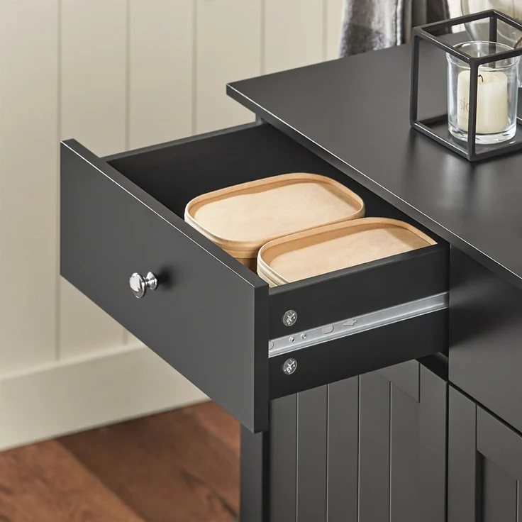 SoBuy BZR33-SCH Wäscheschrank, MDF, Lackiert, Schwarz, 78 x 91 x 38 cm – Bild 6