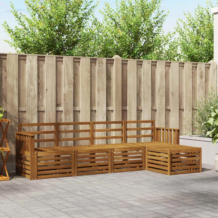 vidaXL Outdoor-Sofagarnitur 5 stk. 5-Sitzer Natur Massivholz Akazie 3374639 – Bild 1