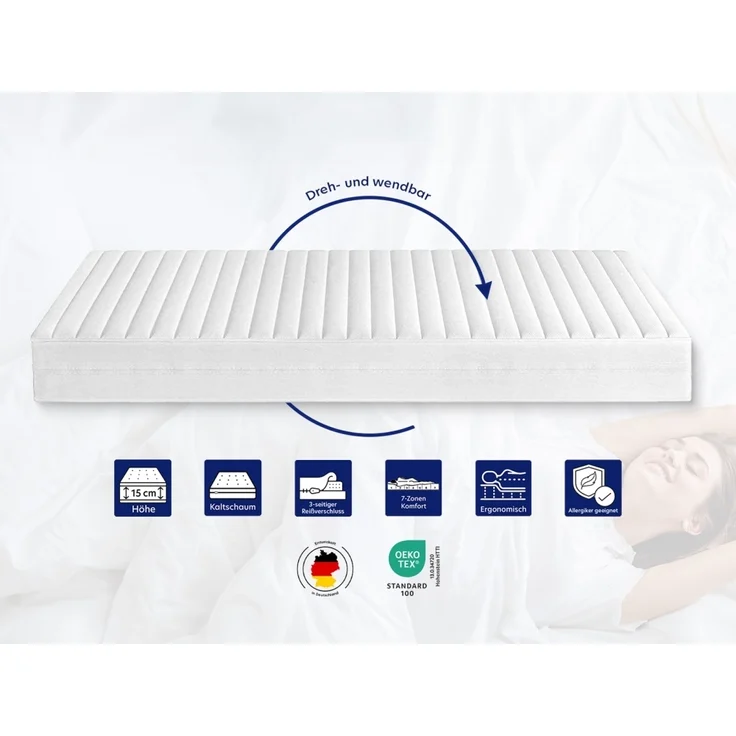 HydroCell® 15 cm Matratze 90 x 200 cm Härtegrad H3 : 15 cm : H3 : 90 x 200 cm – Bild 2