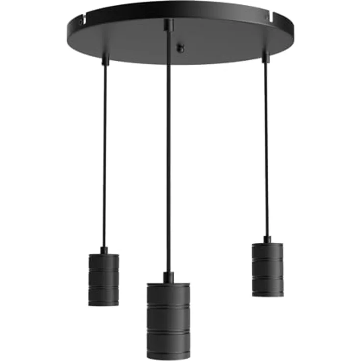 Calex Retro Pendelleuchte, eckig, 3-flg., schwarz, dimmbar mit E27-Fassung
