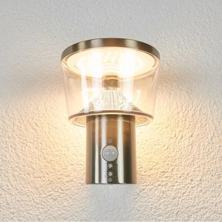 Lindby Edelstahl LED Wandlampe, Außenleuchte mit Bewegungsmelder, spritzwassergeschützt IP44, 8,1W warmweiß (3.000K) – Bild 4