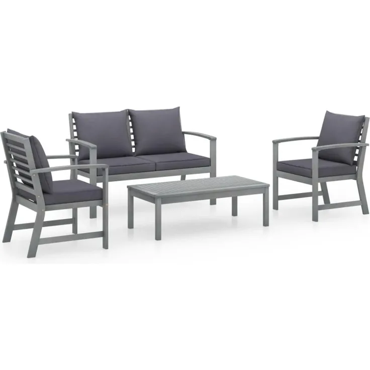 vidaXL 4-tlg. Garten-Lounge-Set mit Auflagen Massivholz Akazie 311825